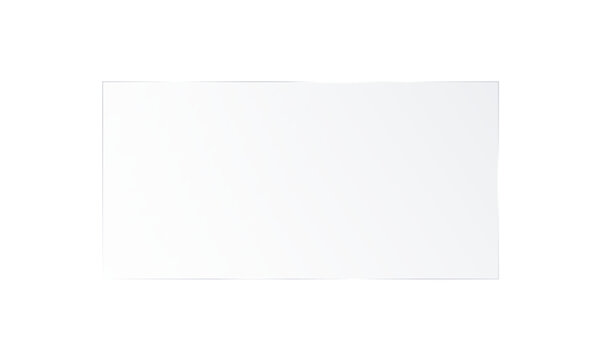 Glossy glass plate with screen reflection sits isolated on transparent background. Wide rectangular panel features subtle highlights along its crisp edges, presented as clean PNG illustration.