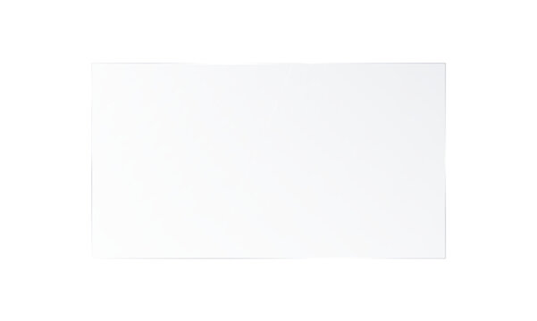 Shiny glass plate with screen reflections forms wide rectangular panel. Clear glossy surface has bright diagonal highlights, presented as isolated illustration on transparent background.