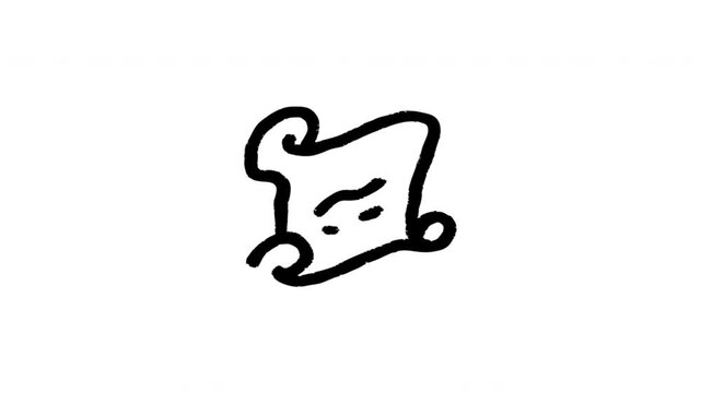 Scroll For Historical Information And Storytelling Doodle Animation. Ancient Document And Medieval Manuscript. 4K Video Loopable Overlay Element. Hand-Drawn Animated Icon With Alpha Channel.