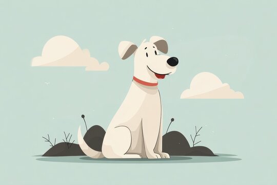Cartoon Dog Sitting on Ground