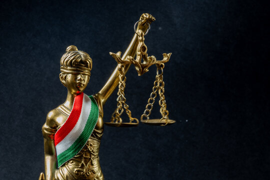 Blindfolded Lady Justice with Hungarian Tricolor