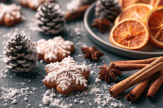 Festive Gingerbread Cookies with Cinnamon and Dried Orange
