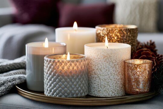 Glowing Decorative Candles Create a Cozy Festive Home Atmosphere