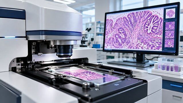 Automated whole slide pathology scanner and histology display screen