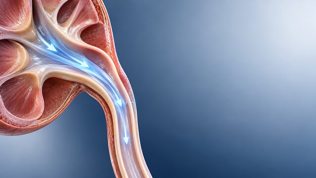Renal pelvis and ureter anatomy showing urine drainage from kidney