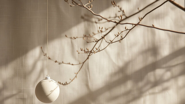 Minimal Japandi Christmas Background with Copy Space
