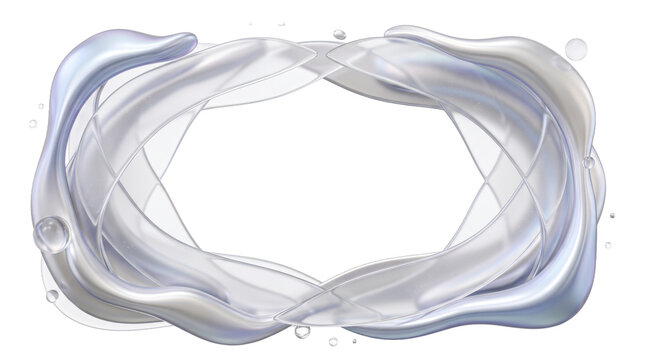 3D Minimalist Silver Fluid and Frosted Glass Frame Isolated