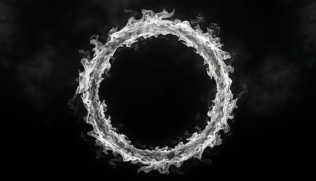 A glowing white fire ring isolated on a solid black background