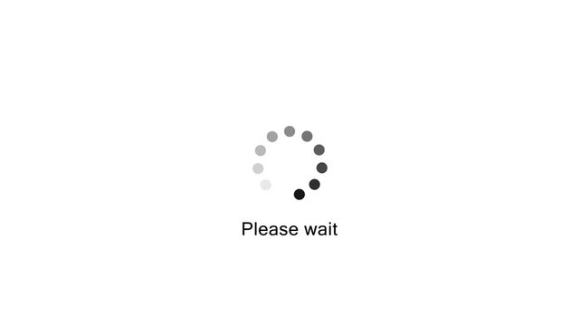 Please wait loading intermission animated. Icon symbol starting soon. Spinning waiting icon on background. Loading circle animation.