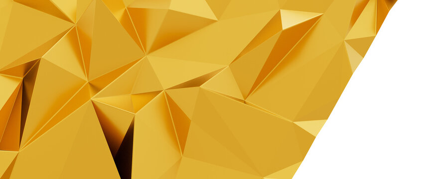 Shiny gold polygonal background with sharp facets and reflections