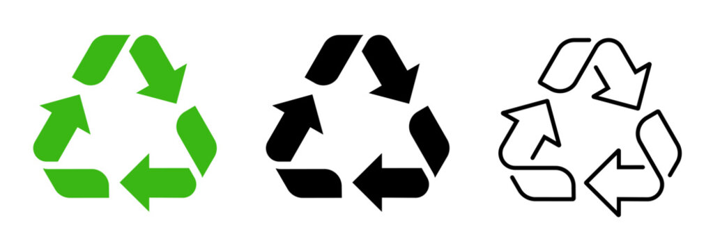 Recycle icon in line and flat style. Recycling symbol. Vector