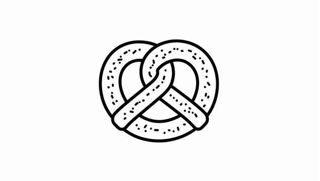 結び目形のプレッツェルを描いた線画アイコン