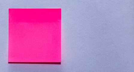 Blank Bright Pink Sticky Note on White Background Paper Square Memo Copy Space © Theja