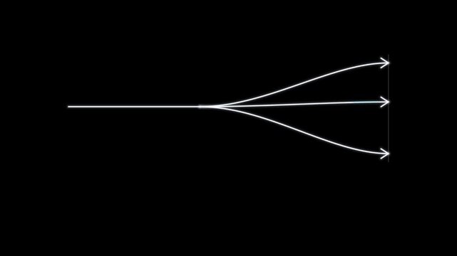 White Line Splitting Into Three Rightward Arrows