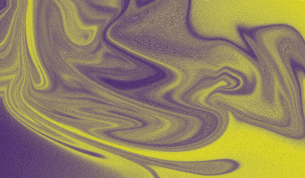 Abstract fluid art background with swirling patterns of purple and yellow colors, creating a dynamic and textured marbled design