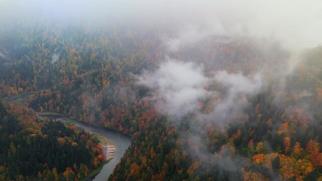Gorgeous colourful autumn in the mountains. Pieniny, Poland