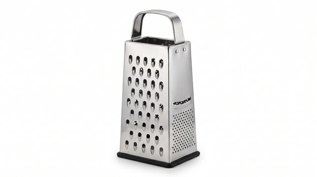 Stainless steel box grater with sharp metal blades handle and base
