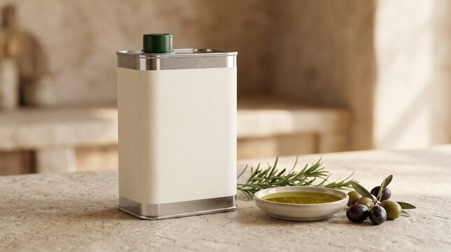 Metal Oil Tin Mockup, Cooking Oil Container Packaging, Blank Label Food Product Branding, Premium Tin Can Design