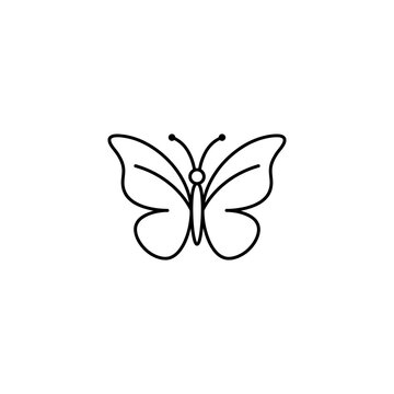 Butterfly line art icon design with symmetrical wings and delicate antennae isolated on transparent background perfect for nature themed logos or graphic assets.