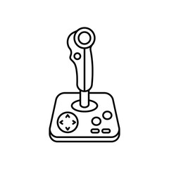 Retro gaming joystick controller icon with directional pad and action buttons for classic video game interface design and gaming website vector graphics elements. © Hina