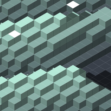 Fondo 3d de escalera de cubos isom&eacute;tricos carb&oacute;n y menta