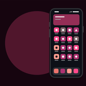 Maqueta de pantalla de tel&eacute;fono inteligente burdeos y rosa