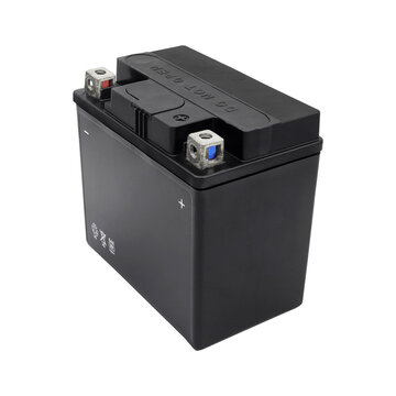 Black Rechargeable Sealed Lead Acid Battery with Metal Terminals on Transparent Background Png