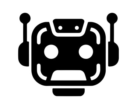 Robotic Automation Head Icon with Circuit Details and Side Panels for Artificial Intelligence, Smart Machines and Digital Technology Vector