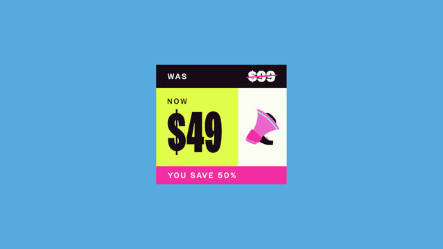 Bento Blocks Sales Titles / Bold Colorful Price Drop Comparison With a Megaphone for Retail Promos, Online Ads and Social Media / Horizontal / Part 02