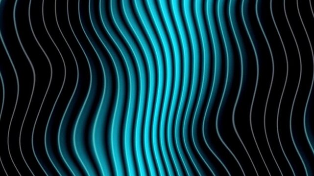 Seamless loop animated futuristic psychedelic vivid cyan black warped lines pattern, 4K motion background