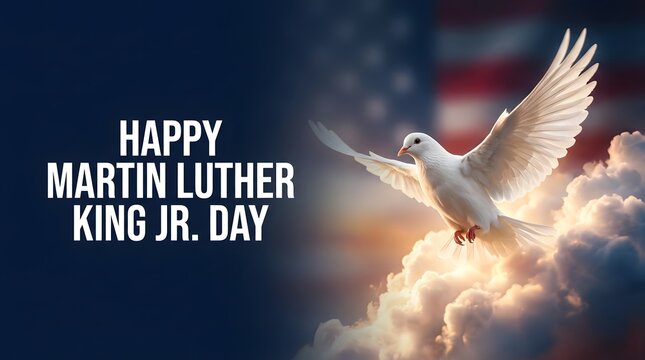 Martin luther king jr. day greeting with white dove and american flag
