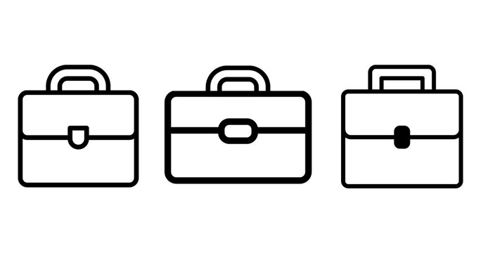 Professional briefcase and business bag icon set for office and corporate career concepts Png