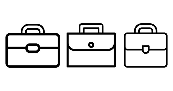 Professional briefcase and business bag icon set for office and corporate career concepts Png