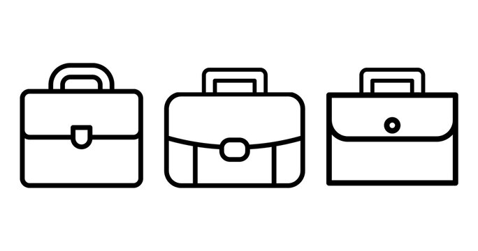 Professional briefcase and business bag icon set for office and corporate career concepts Png