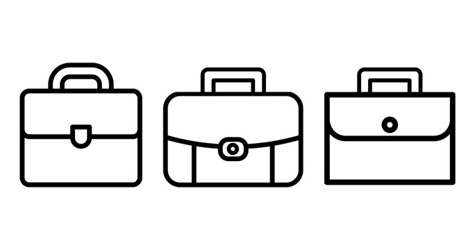 Professional briefcase and business bag icon set for office and corporate career concepts Png