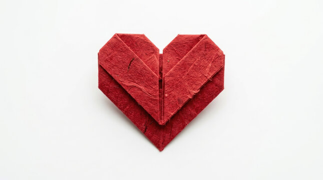 Minimal red origami heart symbolizing love and affection