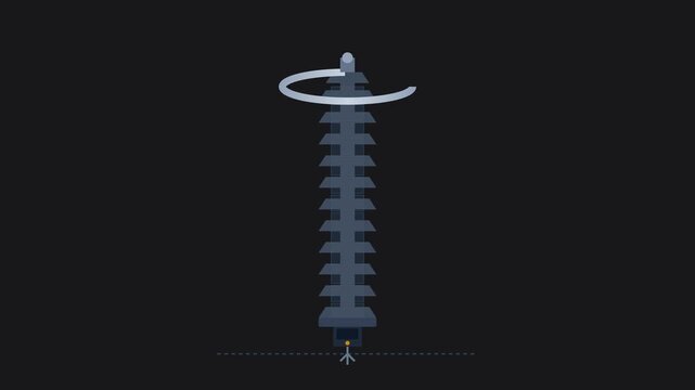 High Voltage Metal Oxide Surge Arrester with Corona Grading Ring and Zinc Oxide Varistor Stack Schematic