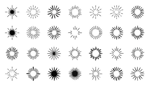 Celebratory fireworks sparkle bursts and star explosions for festive