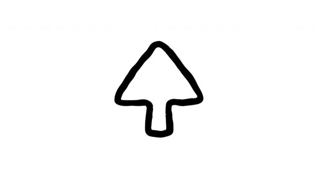 Upload Arrow For File Sharing And Digital Submission Doodle Animation With Alpha Channel. Upward Arrow, Upload Button And Cloud Storage Access. Animated Hand-Drawn Icon For Video Overlay 4K.