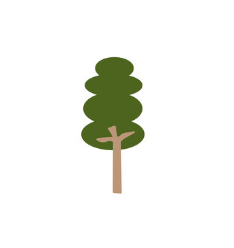 Flat vector illustration of layered pine tree icon isolated on white background, nature landscape element