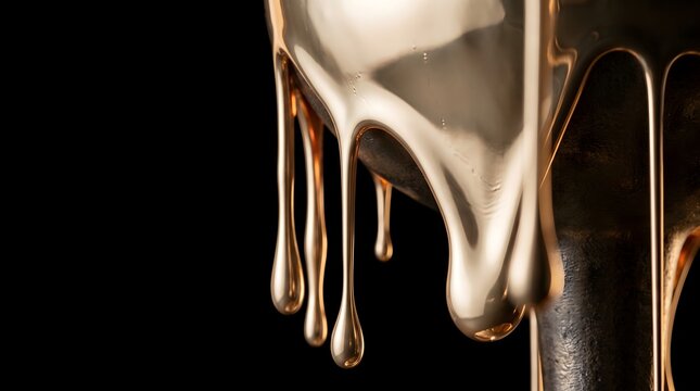 Macro Metallic Liquid Gold Dripping Down Surface Abstract Luxury Texture Background
