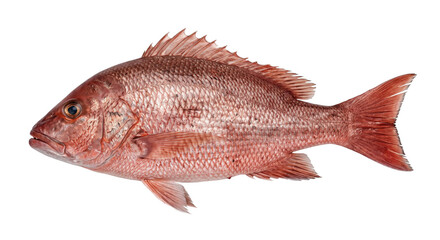 Red snapper with copper scales and spiny fins isolated in profile on a black background © Ophelia