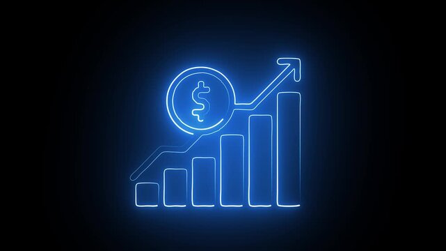 Blue glowing growth graph with dollar sign icon
