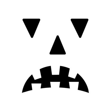 Halloween Pumpkin Face isolated on white. Scary Jack o Lantern. Vector template for Halloween party decorations.