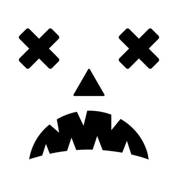 Halloween Pumpkin Face isolated on white. Angry Jack o Lantern. Vector template for Halloween party decorations.