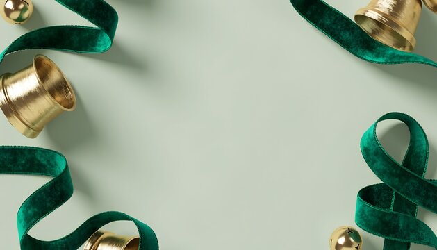 Elegant holiday decor featuring gold bells velvet ribbons and festive