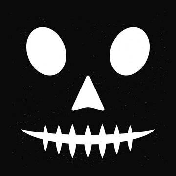 Halloween Pumpkin Face on black background. Scary Jack o Lantern. Vector template for Halloween party banner, poster, shirt design, etc.