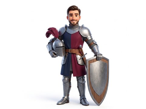 3D Businessman Mascot as a valiant medieval Knight