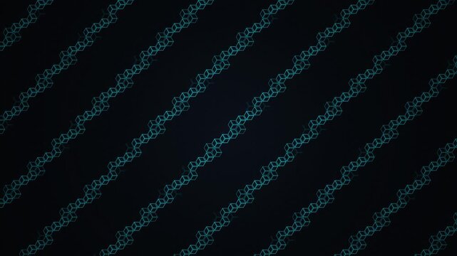 Teal Ornamental Swirls Motion Background with Glowing Filigree Pattern and Cyan Scrolling Stripes for Elegant Backdrop in 4K video