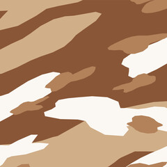 Estampa abstrata de manchas de camuflagem em tons de camelo e marrom © Fabian